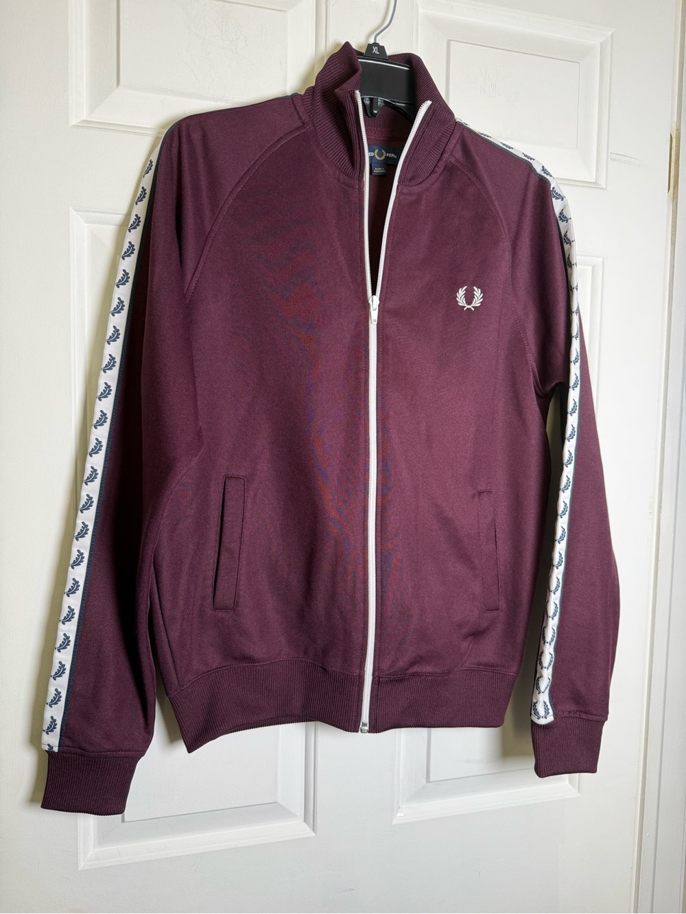 Fred Perry Contrast Tape Track Jacket Oxblood Burgundy Small Unisex Blokecore